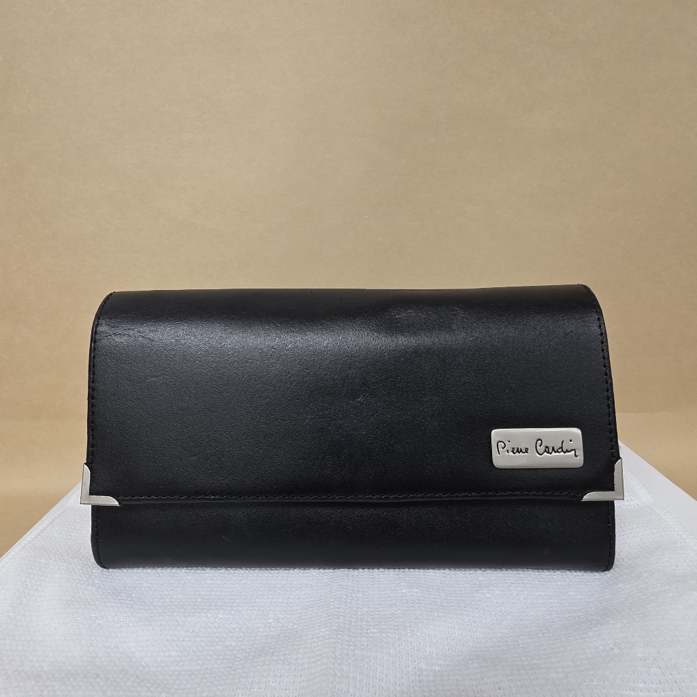 Pierre Cardin Black Clutch with Silver Accents